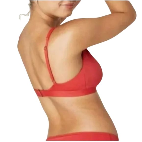 Andie Swim The Tahiti Bikini Top Chili Pepper Red Plunge Bathing Suit Size Large - Picture 2 of 6